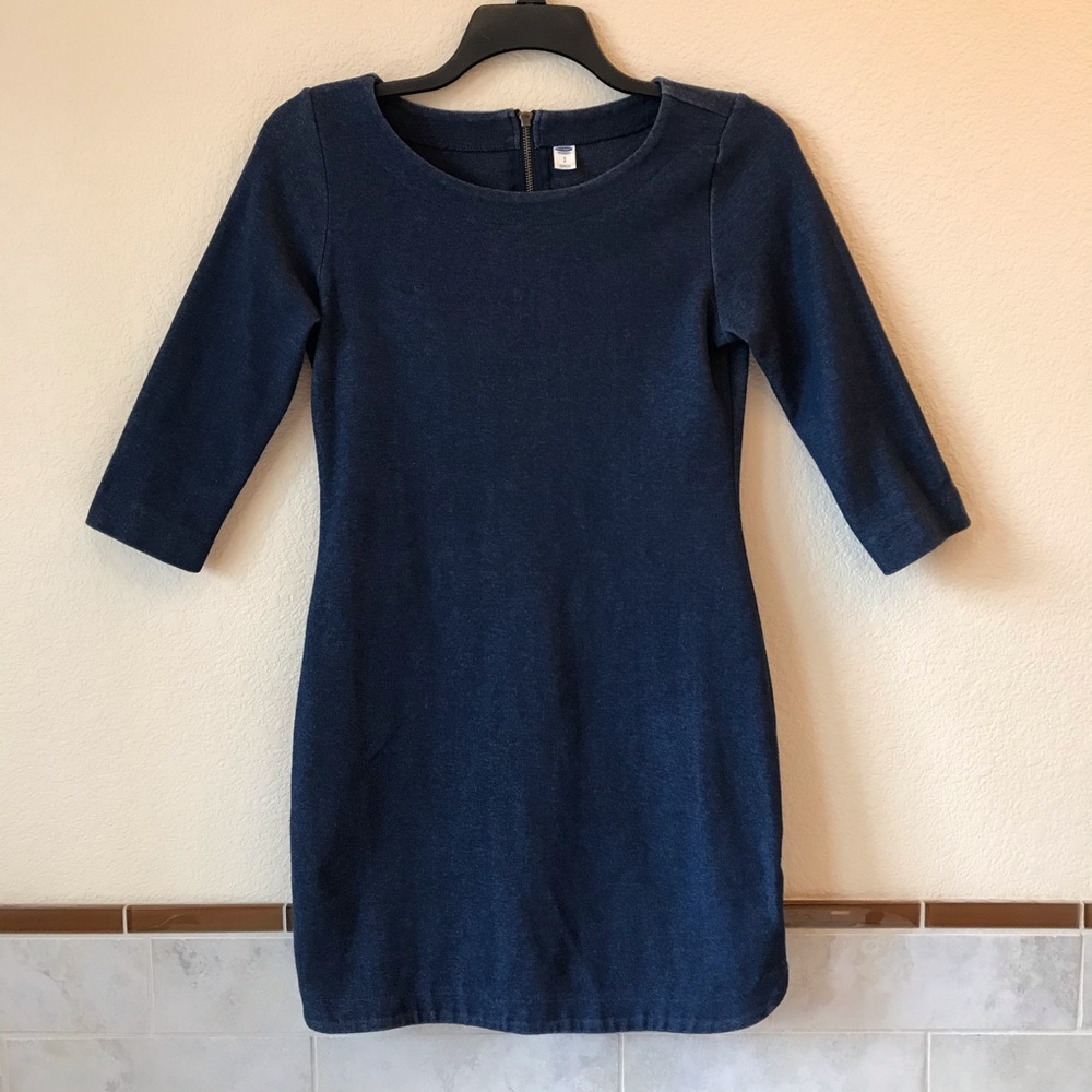 Old Navy Denim Cotton Jersey Sheath Dress Size Small Blue Office School